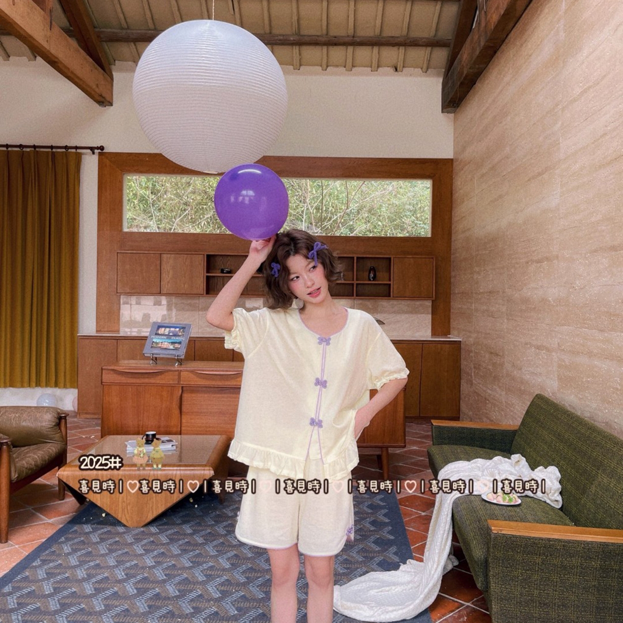 91家纺网 家纺一手货源 找家纺 妍景家居生活馆 2025新款小熊家-新中式风盘口套装 黄色