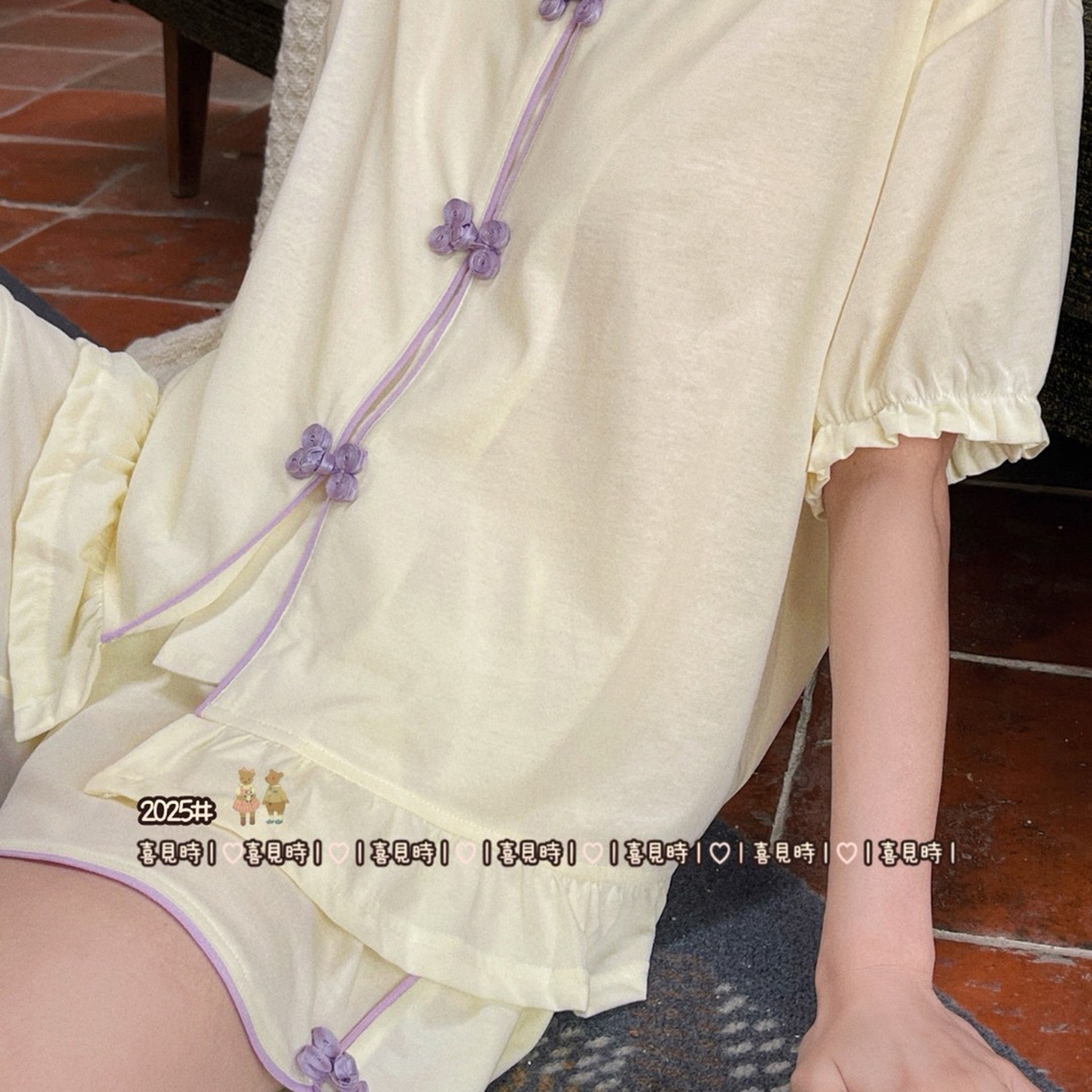 91家纺网 家纺一手货源 找家纺 妍景家居生活馆 2025新款小熊家-新中式风盘口套装 黄色