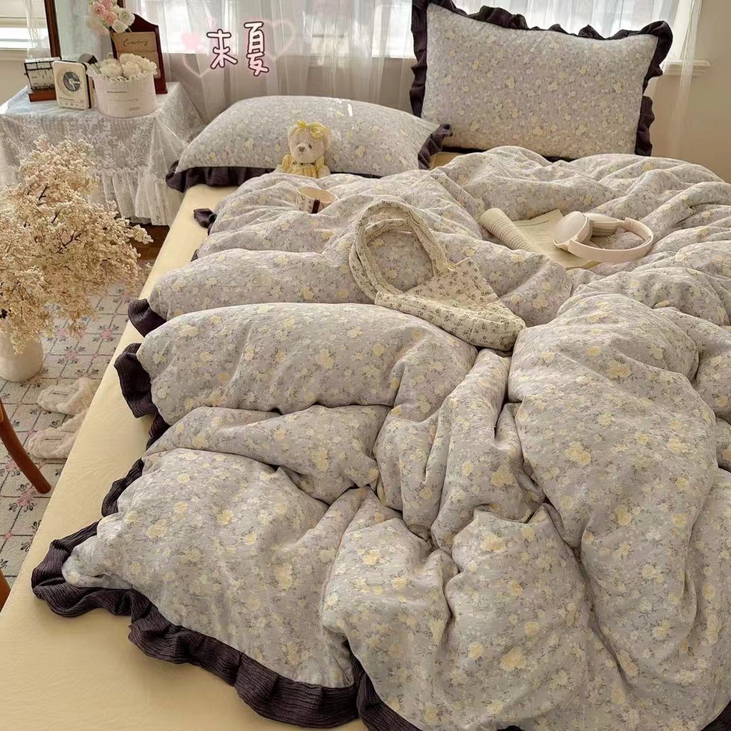 （总）顾里家纺 2025新款韩系花边皱皱纱四件套