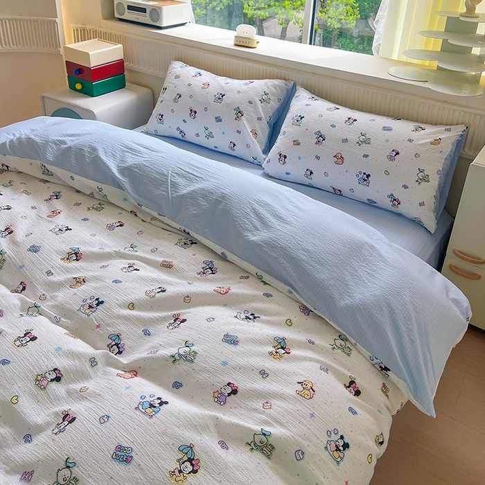 91家纺网 家纺一手货源 找家纺 森璐家纺 2025新款针织双层纱四件套-系列二 快乐派对