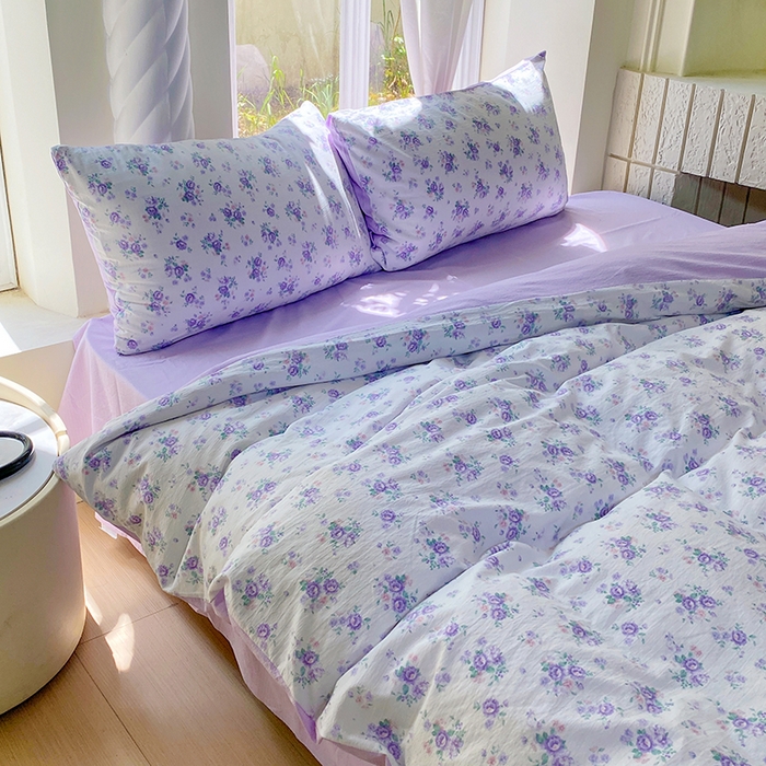 91家纺网 家纺一手货源 找家纺 森璐家纺 2025新款针织双层纱四件套-系列二 森语