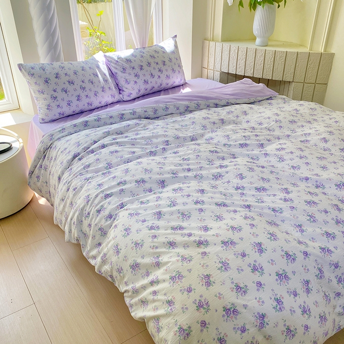 91家纺网 家纺一手货源 找家纺 森璐家纺 2025新款针织双层纱四件套-系列二 森语