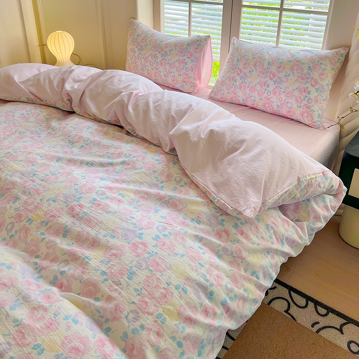 91家纺网 家纺一手货源 找家纺 森璐家纺 2025新款针织双层纱四件套-系列二 晚香语