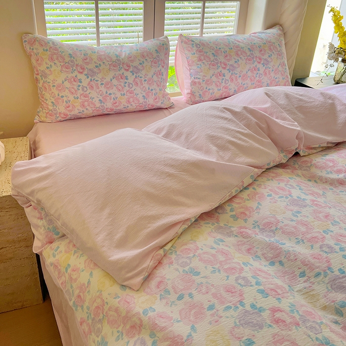 91家纺网 家纺一手货源 找家纺 森璐家纺 2025新款针织双层纱四件套-系列二 晚香语