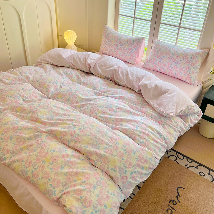 91家纺网 家纺一手货源 找家纺 森璐家纺 2025新款针织双层纱四件套-系列二 晚香语