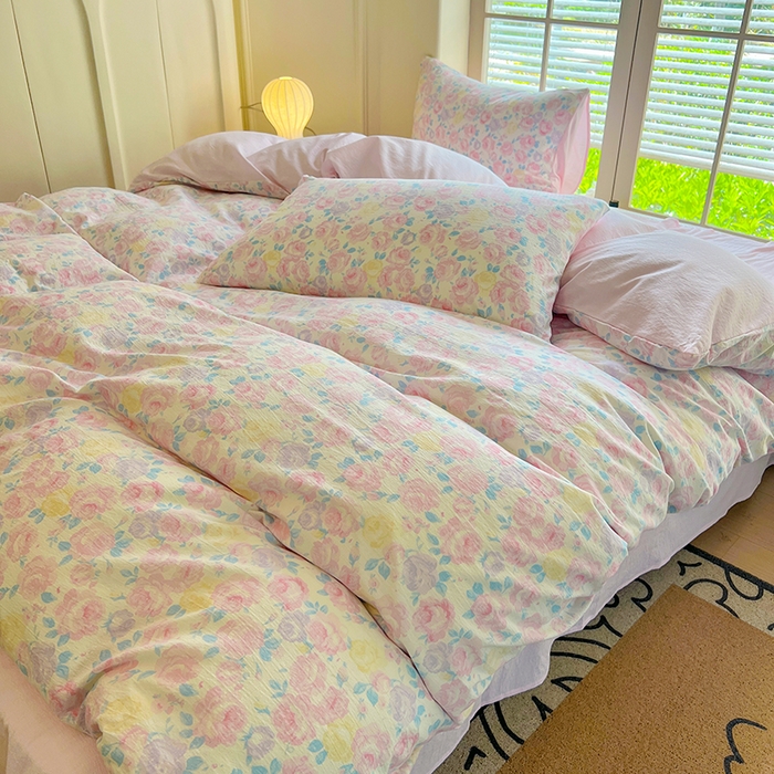 91家纺网 家纺一手货源 找家纺 森璐家纺 2025新款针织双层纱四件套-系列二 晚香语