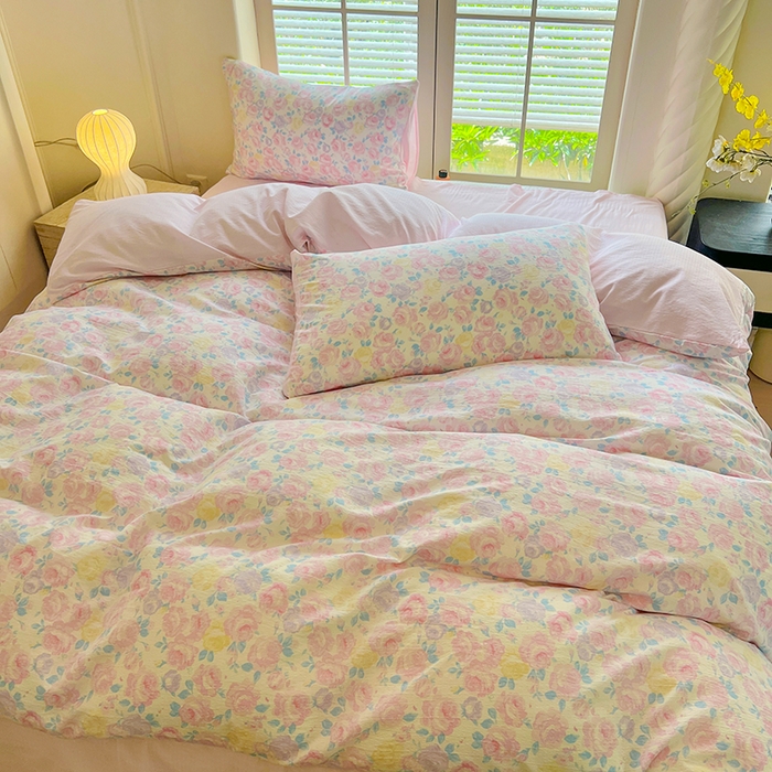 91家纺网 家纺一手货源 找家纺 森璐家纺 2025新款针织双层纱四件套-系列二 晚香语