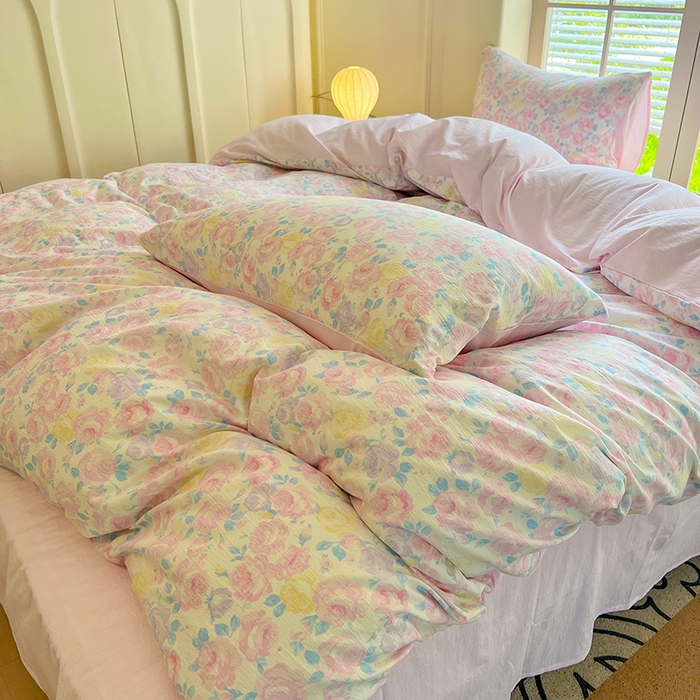 91家纺网 家纺一手货源 找家纺 森璐家纺 2025新款针织双层纱四件套-系列二 晚香语