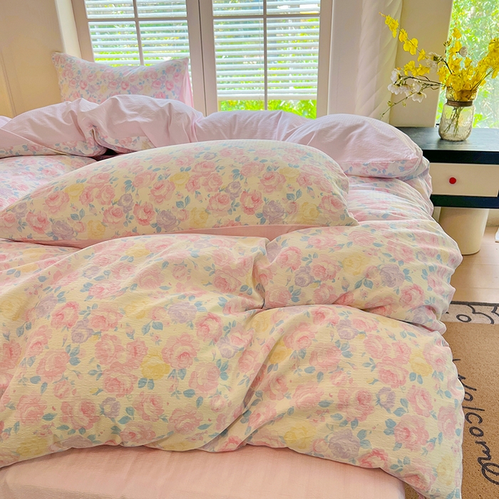 91家纺网 家纺一手货源 找家纺 森璐家纺 2025新款针织双层纱四件套-系列二 晚香语