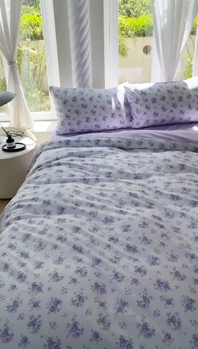 91家纺网 家纺一手货源 找家纺 森璐家纺 2025新款针织双层纱四件套-系列二 森语