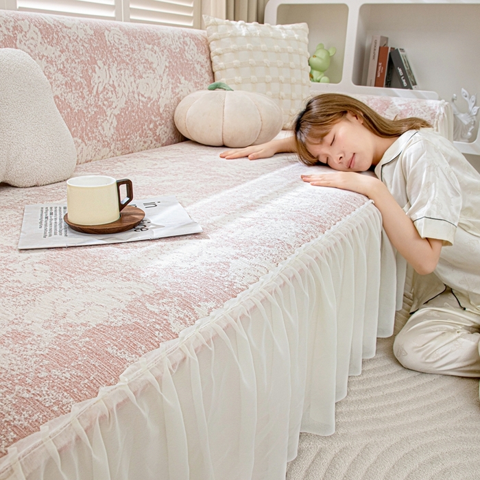 91家纺网 家纺一手货源 找家纺 （总）沐沐家纺 2026新款玫瑰裙边沙发巾