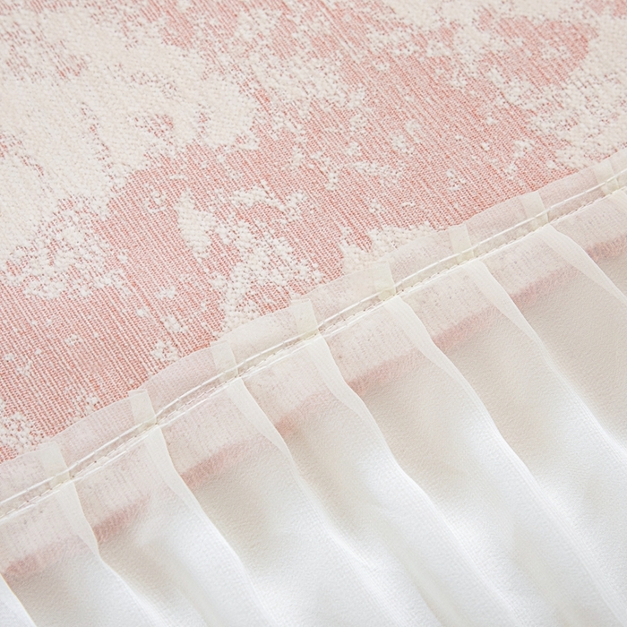 91家纺网 家纺一手货源 找家纺 沐沐家纺 2026新款玫瑰裙边沙发巾 蜜桃粉