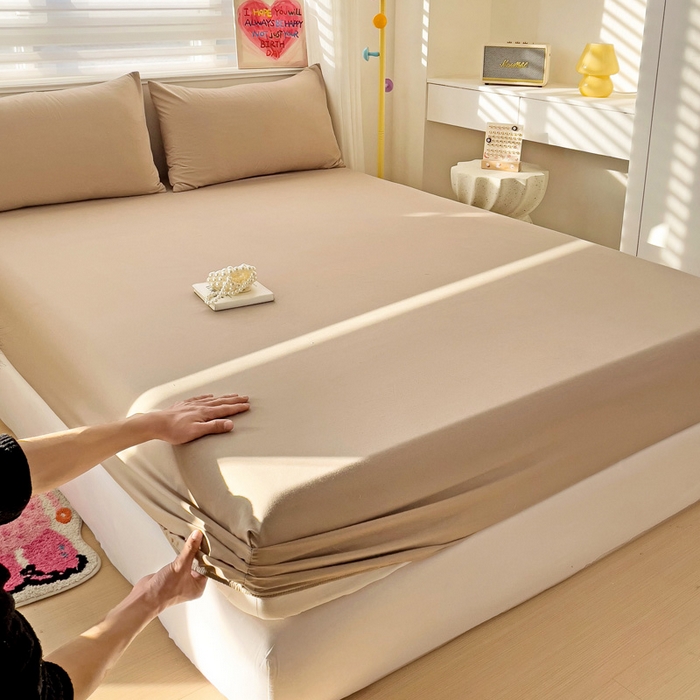 纽缦家纺 2025新款云朵棉小清新单品床笠床笠单件单床笠 纯色卡其