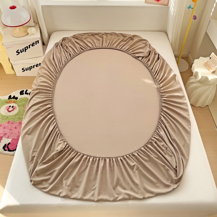 91家纺网 家纺一手货源 找家纺 纽缦家纺 2025新款云朵棉小清新单品床笠床笠单件单床笠 纯色卡其