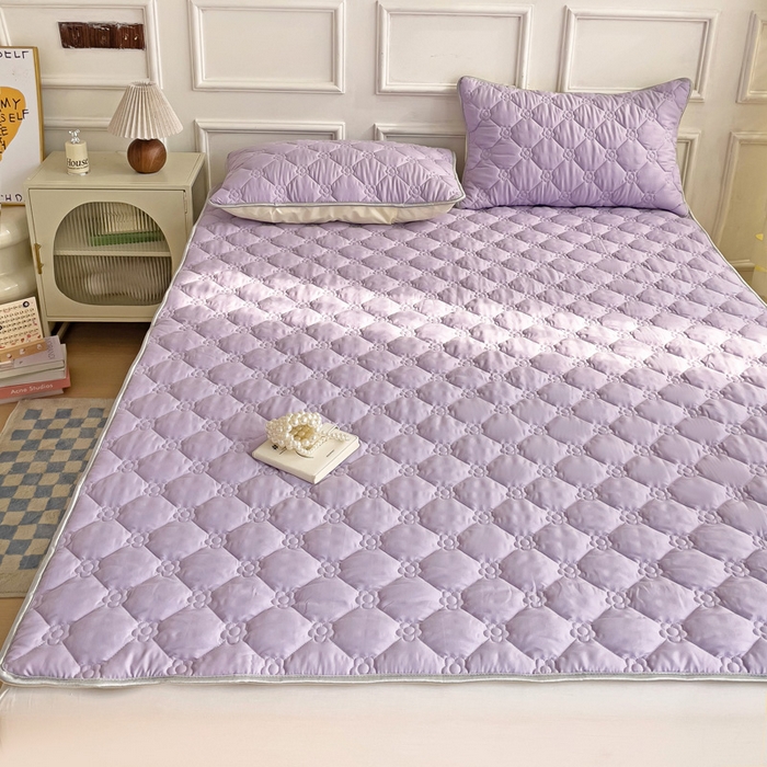 91家纺网 家纺一手货源 找家纺 纽缦家纺 2025新款云朵棉加厚夹棉床垫床护垫 纯色芋泥紫