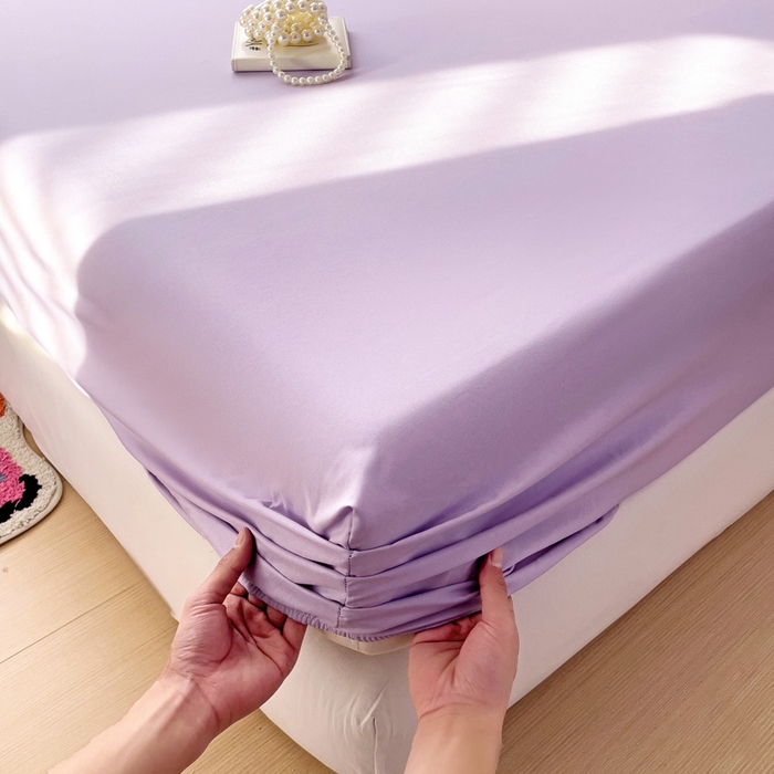 91家纺网 家纺一手货源 找家纺 纽缦家纺 2025新款云朵棉小清新单品床笠床笠单件单床笠 纯色芋泥紫