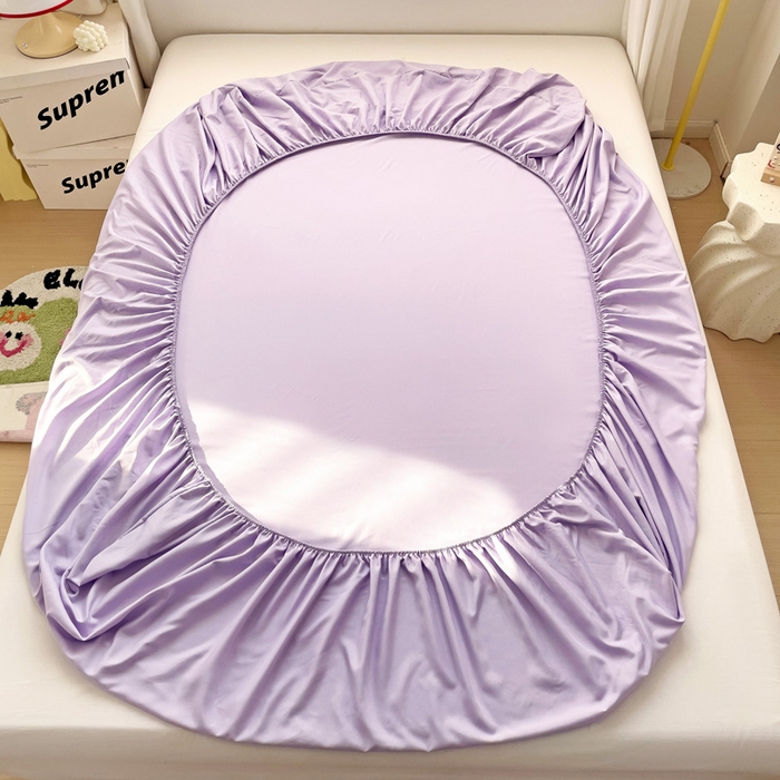 91家纺网 家纺一手货源 找家纺 纽缦家纺 2025新款云朵棉小清新单品床笠床笠单件单床笠 纯色芋泥紫