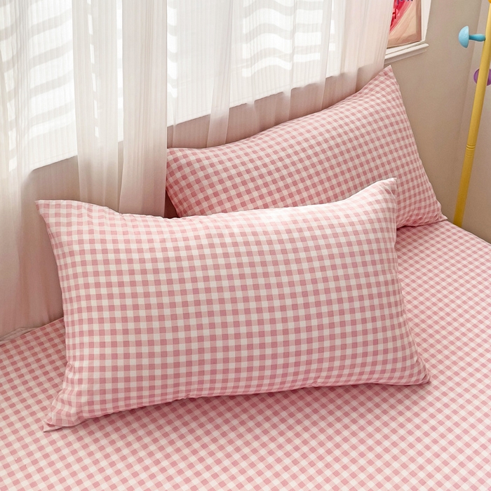 91家纺网 家纺一手货源 找家纺 纽缦家纺 2025新款云朵棉小清新单品床笠床笠单件单床笠 小粉格