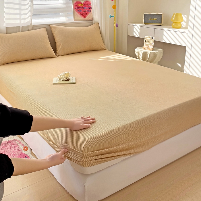 纽缦家纺 2025新款云朵棉小清新单品床笠床笠单件单床笠 小黄条