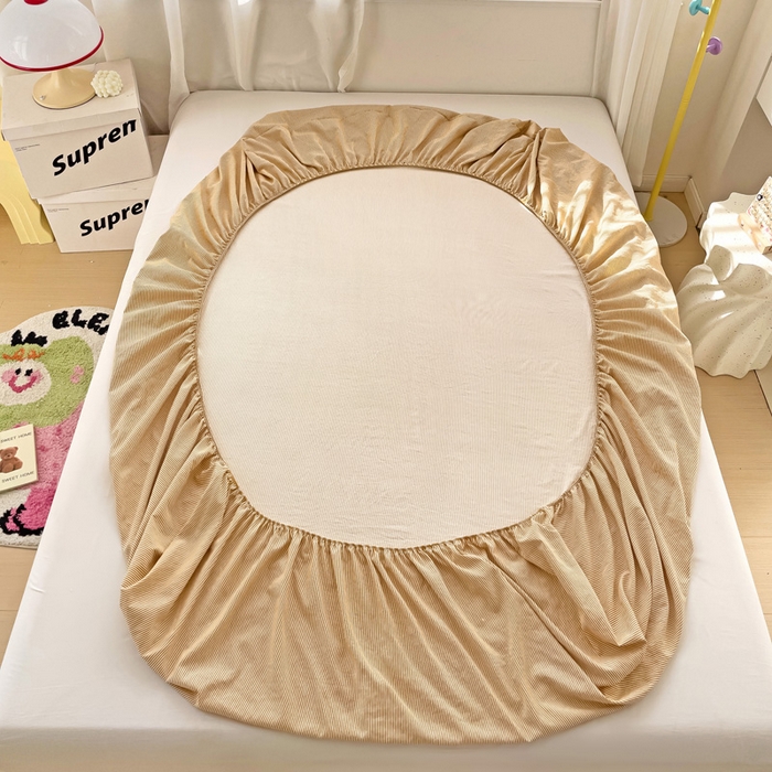 91家纺网 家纺一手货源 找家纺 纽缦家纺 2025新款云朵棉小清新单品床笠床笠单件单床笠 小黄条