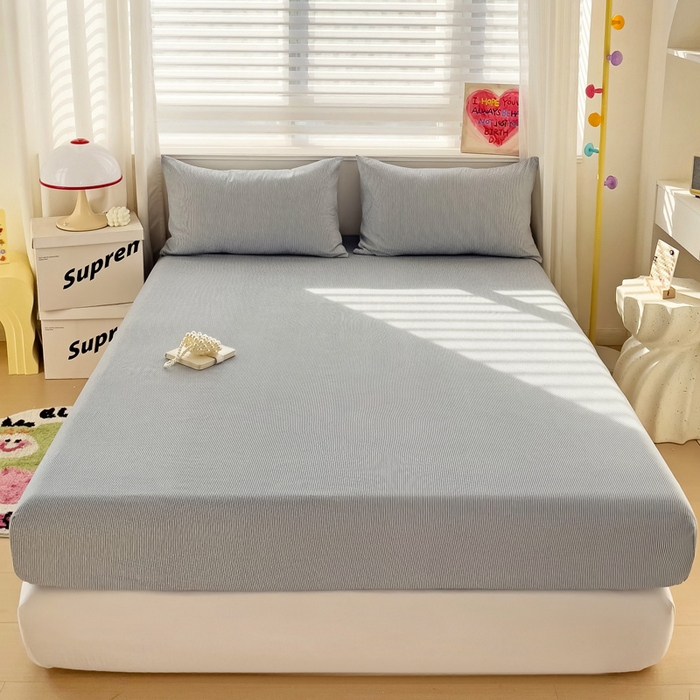 91家纺网 家纺一手货源 找家纺 纽缦家纺 2025新款云朵棉小清新单品床笠床笠单件单床笠 小蓝条