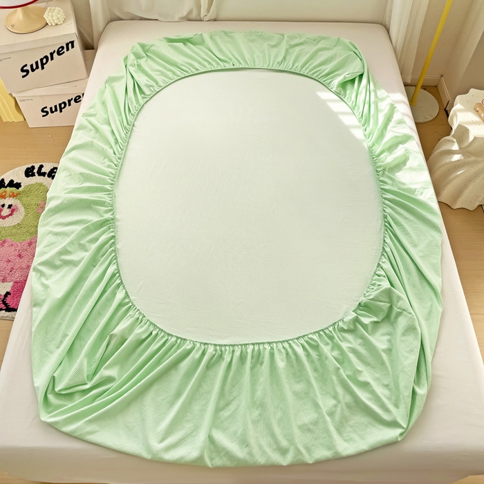 91家纺网 家纺一手货源 找家纺 纽缦家纺 2025新款云朵棉小清新单品床笠床笠单件单床笠 小绿条