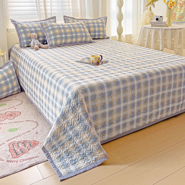 91家纺网 家纺一手货源 找家纺 纽缦家纺 2025新款纯色云朵棉加棉加厚单品床盖床盖单件单床盖（床单） 薄荷汽水