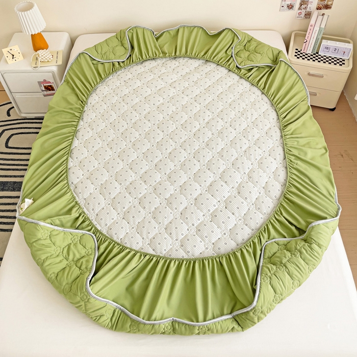 91家纺网 家纺一手货源 找家纺 纽缦家纺 2025新款云朵棉亲肤加厚夹棉单品床笠床笠单件单床笠 纯色果绿