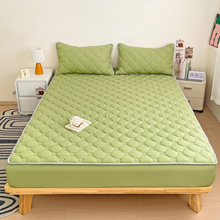 91家纺网 家纺一手货源 找家纺 纽缦家纺 2025新款云朵棉亲肤加厚夹棉单品床笠床笠单件单床笠 纯色果绿