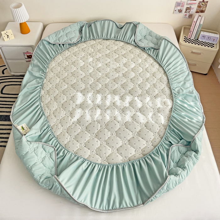 91家纺网 家纺一手货源 找家纺 纽缦家纺 2025新款云朵棉亲肤加厚夹棉单品床笠床笠单件单床笠 纯色天蓝