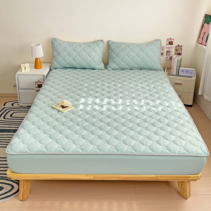 91家纺网 家纺一手货源 找家纺 纽缦家纺 2025新款云朵棉亲肤加厚夹棉单品床笠床笠单件单床笠 纯色天蓝