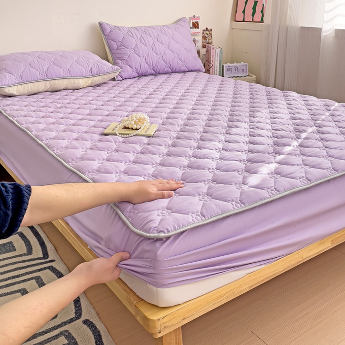 纽缦家纺 2025新款云朵棉亲肤加厚夹棉单品床笠床笠单件单床笠 纯色芋泥紫