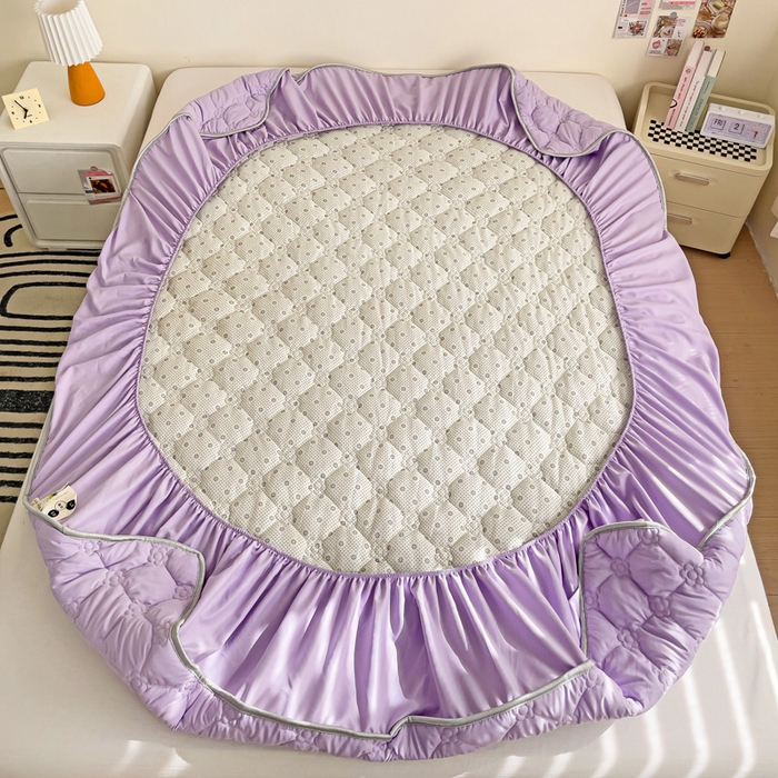 91家纺网 家纺一手货源 找家纺 纽缦家纺 2025新款云朵棉亲肤加厚夹棉单品床笠床笠单件单床笠 纯色芋泥紫