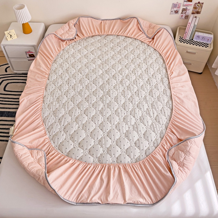 91家纺网 家纺一手货源 找家纺 纽缦家纺 2025新款云朵棉亲肤加厚夹棉单品床笠床笠单件单床笠 小粉条