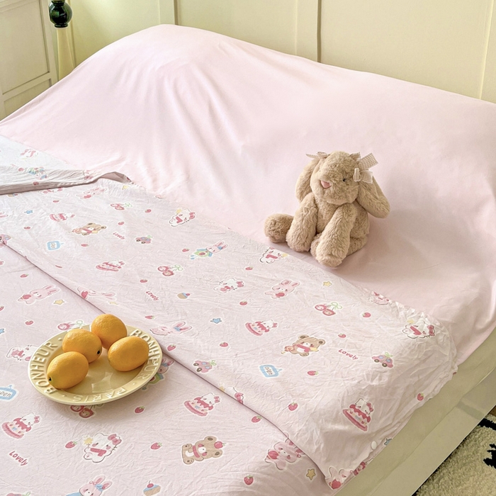 91家纺网 家纺一手货源 找家纺 纽缦家纺 2025春夏新款A类水洗棉印花睡袋 软糖猫