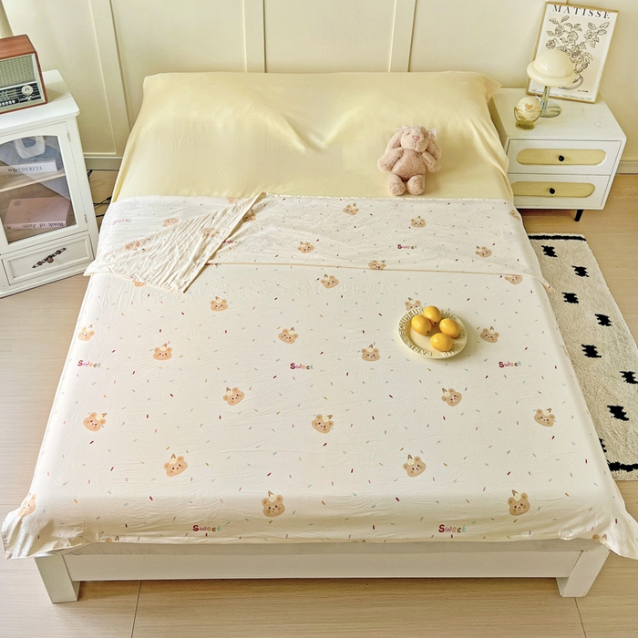 纽缦家纺 2025春夏新款A类水洗棉印花睡袋 小熊冰淇淋