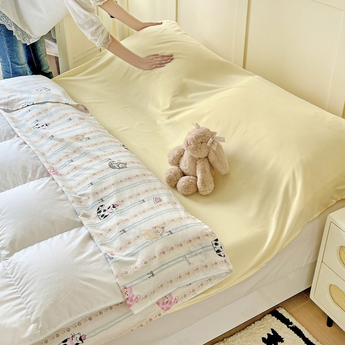 91家纺网 家纺一手货源 找家纺 纽缦家纺 2025春夏新款A类水洗棉印花睡袋 草莓猫饼