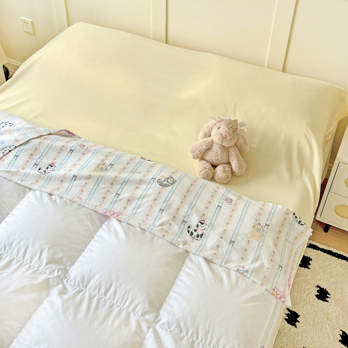 91家纺网 家纺一手货源 找家纺 纽缦家纺 2025春夏新款A类水洗棉印花睡袋 草莓猫饼