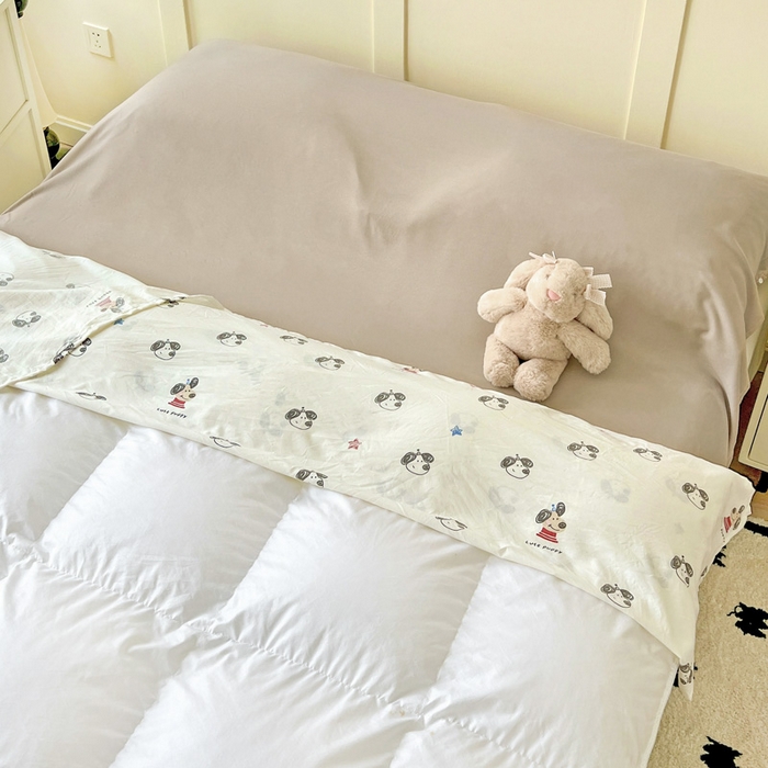 91家纺网 家纺一手货源 找家纺 纽缦家纺 2025春夏新款A类水洗棉印花睡袋 淘气小狗