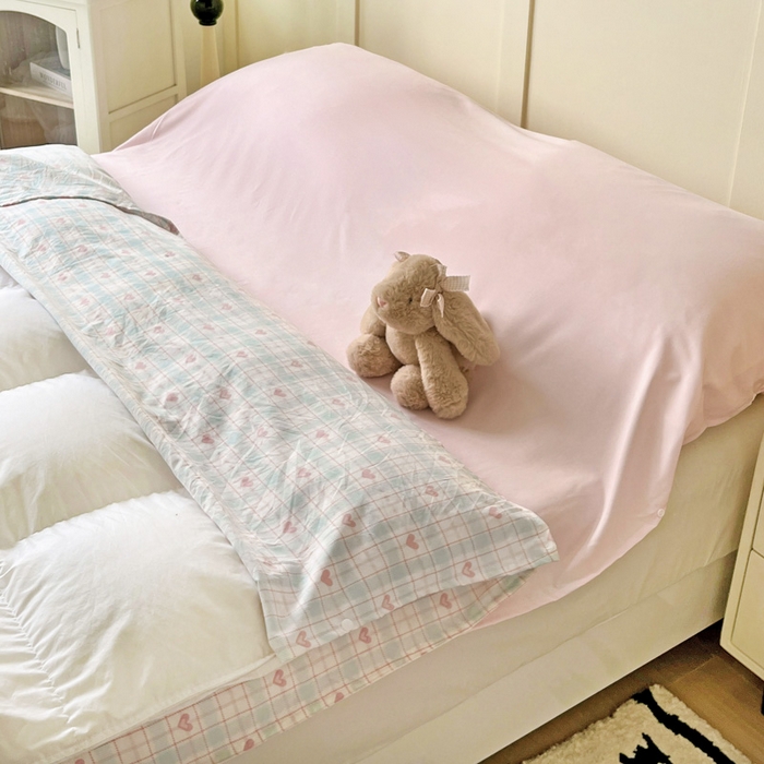 91家纺网 家纺一手货源 找家纺 纽缦家纺 2025春夏新款A类水洗棉印花睡袋 温暖粉心