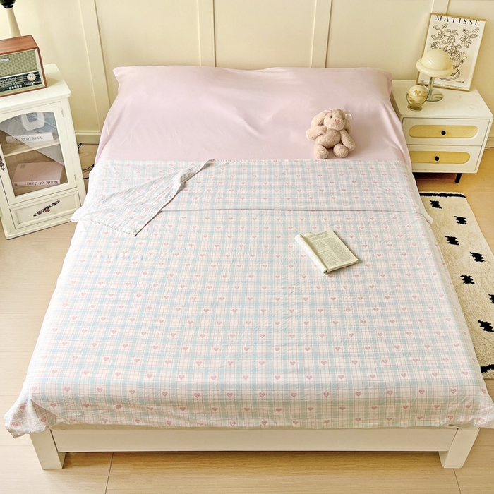 纽缦家纺 2025春夏新款A类水洗棉印花睡袋 温暖粉心