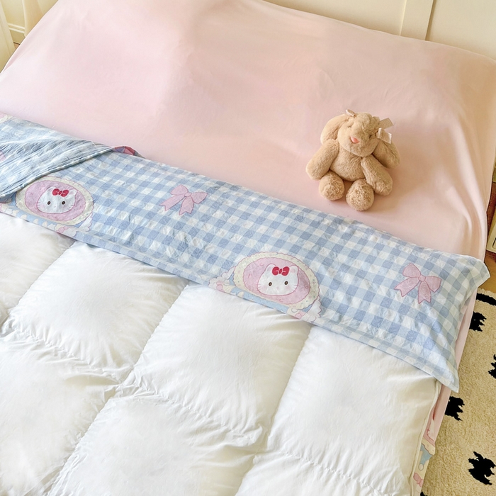 91家纺网 家纺一手货源 找家纺 纽缦家纺 2025春夏新款A类水洗棉印花睡袋 蛋糕蓝格kt