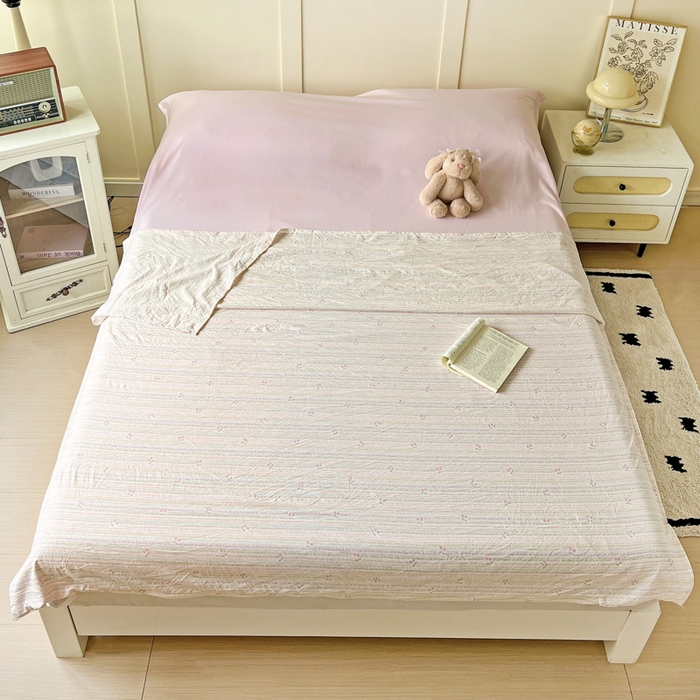 纽缦家纺 2025春夏新款A类水洗棉印花睡袋 甜樱恋曲