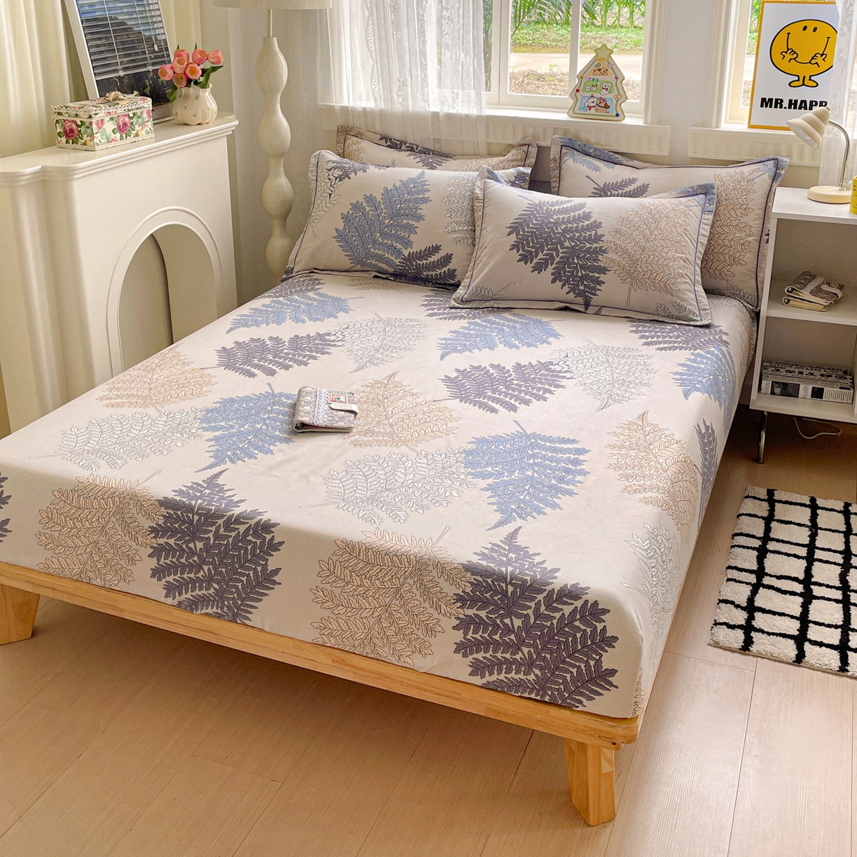 91家纺网 家纺一手货源 找家纺 （总）纽缦家纺 2025新款全棉纯棉磨毛印花单床笠 床笠单件