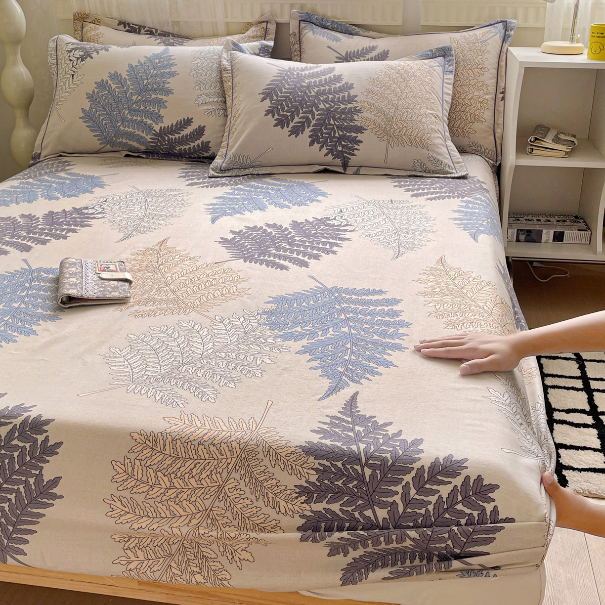 91家纺网 家纺一手货源 找家纺 （总）纽缦家纺 2025新款全棉纯棉磨毛印花单床笠 床笠单件