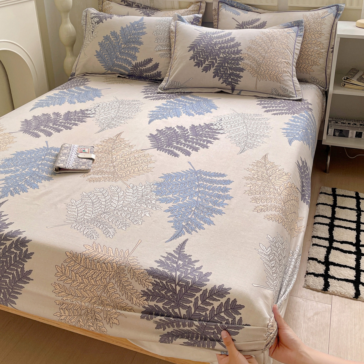 91家纺网 家纺一手货源 找家纺 （总）纽缦家纺 2025新款全棉纯棉磨毛印花单床笠 床笠单件