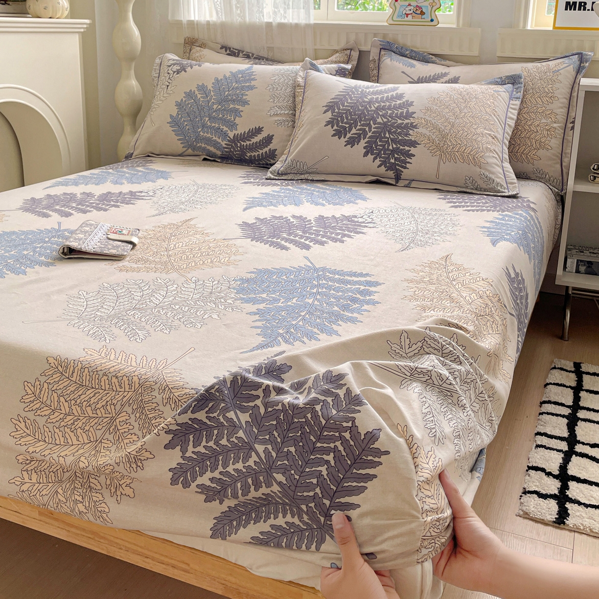 91家纺网 家纺一手货源 找家纺 （总）纽缦家纺 2025新款全棉纯棉磨毛印花单床笠 床笠单件