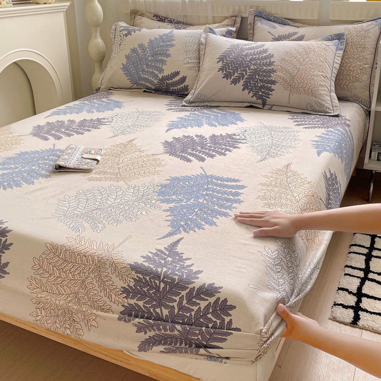 91家纺网 家纺一手货源 找家纺 （总）纽缦家纺 2025新款全棉纯棉磨毛印花单床笠 床笠单件