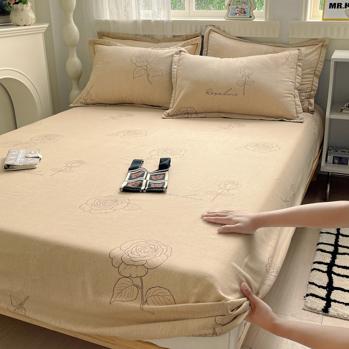 91家纺网 家纺一手货源 找家纺 （总）纽缦家纺 2025新款全棉纯棉磨毛印花单床笠 床笠单件