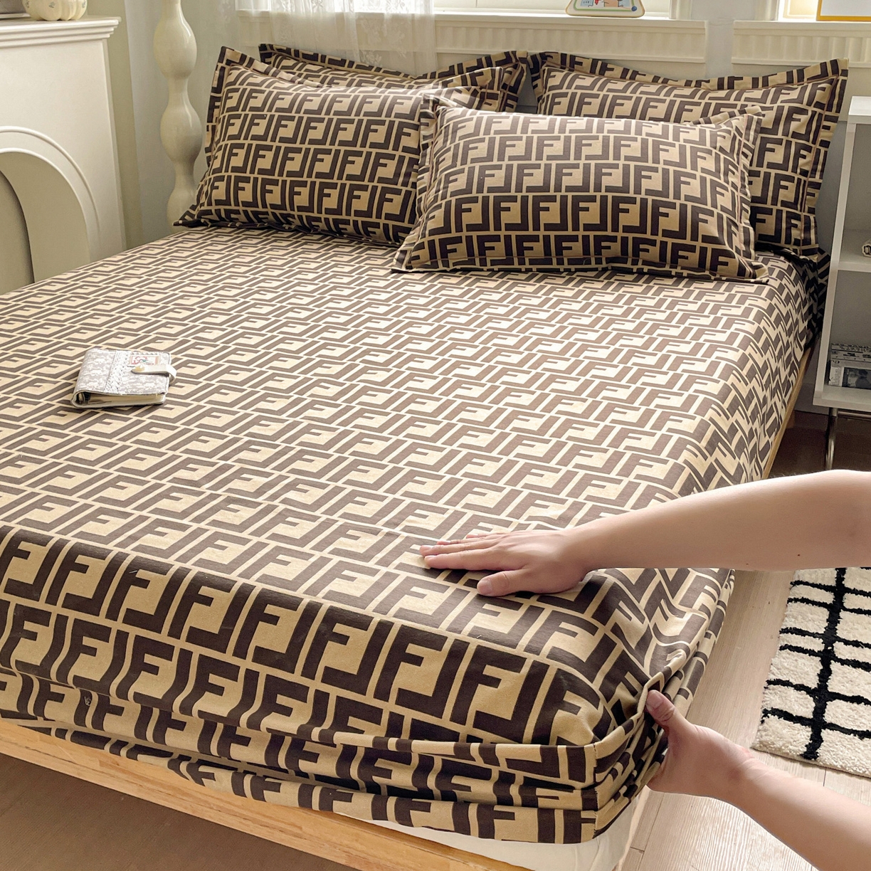 91家纺网 家纺一手货源 找家纺 （总）纽缦家纺 2025新款全棉纯棉磨毛印花单床笠 床笠单件